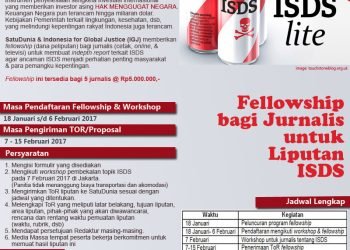 Fellowship Bagi Jurnalis untuk liputan ISDS