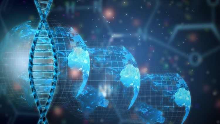 DNA global genetics research concept